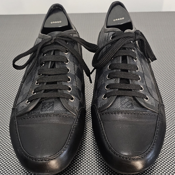 LOUIS VUITTON Men's Damier Graphite LV Logo Cap Toe Low-Top Sneakers Size 10.5 - Picture 4 of 16